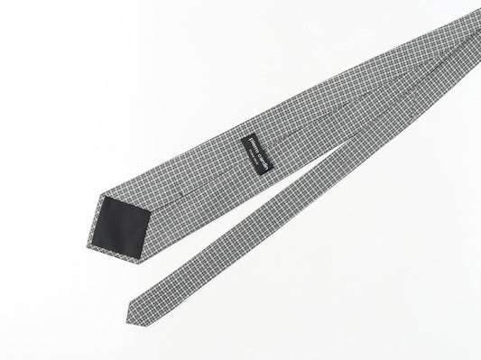 Pierre Cardin Men's Grey Checked Silk Designer Tie