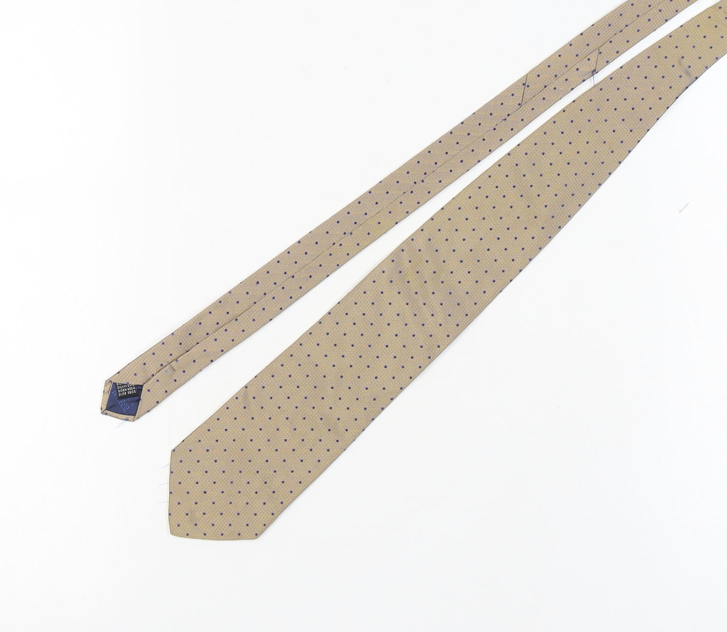 Mens Baumler Beige Polka Dot 100% Silk  Tie