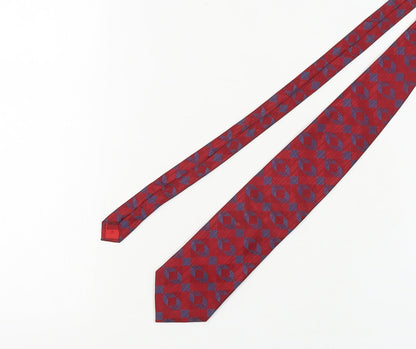 Mens Berwin & Berwin Red Geometric 100% Silk  Tie