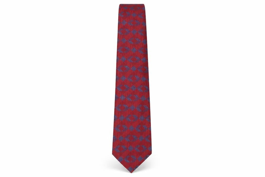 Mens Berwin & Berwin Red Geometric 100% Silk  Tie