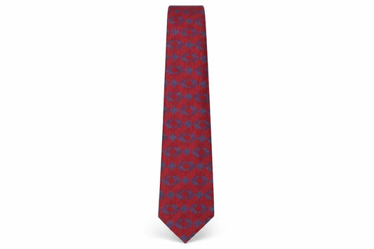 Mens Berwin & Berwin Red Geometric 100% Silk  Tie