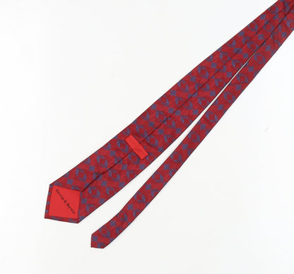 Mens Berwin & Berwin Red Geometric 100% Silk  Tie