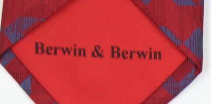 Mens Berwin & Berwin Red Geometric 100% Silk  Tie