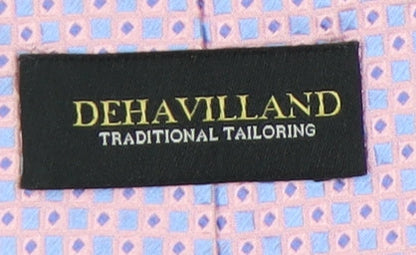Mens Dehavilland Pink Geometric 100% Silk  Tie