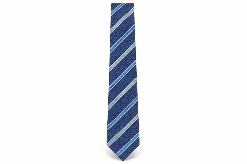 Mens Jeff Banks Blue Striped 100% Silk Pointed Tie