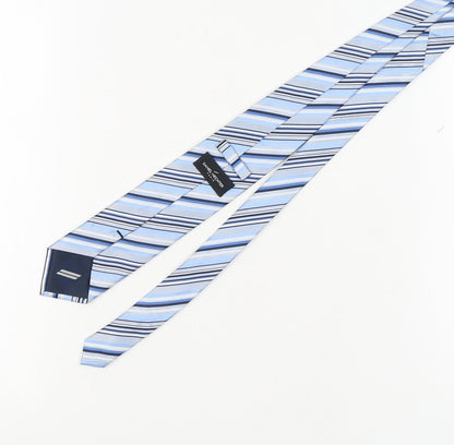 Mens Daniel Hechter Blue Striped 100% Silk  Tie