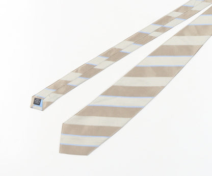 Thomas Nash Men's Beige Striped Silk Tie