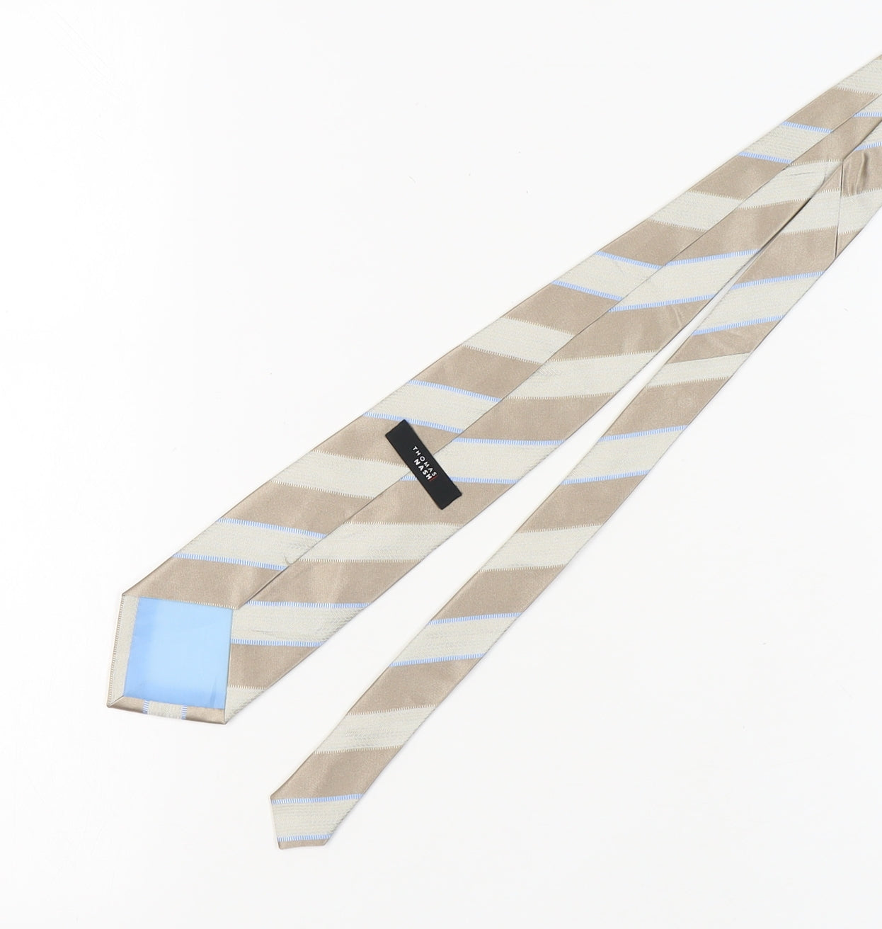 Thomas Nash Men's Beige Striped Silk Tie