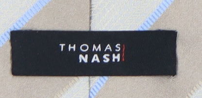 Thomas Nash Men's Beige Striped Silk Tie