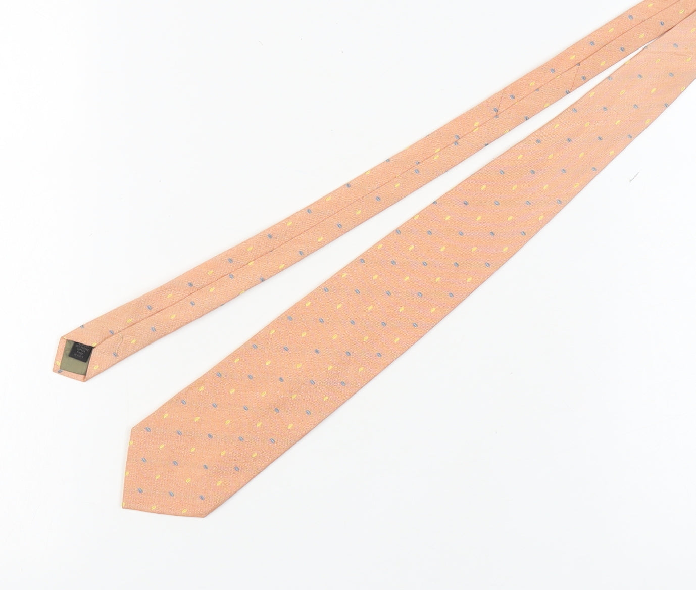 Austin Reed Men's Orange Polka Dot Silk Cotton Tie