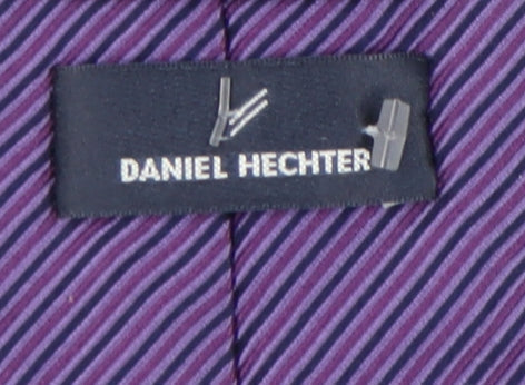Mens Daniel Hechter Purple Striped 100% Silk  Tie