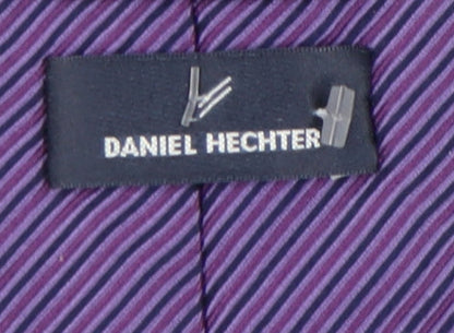 Mens Daniel Hechter Purple Striped 100% Silk  Tie