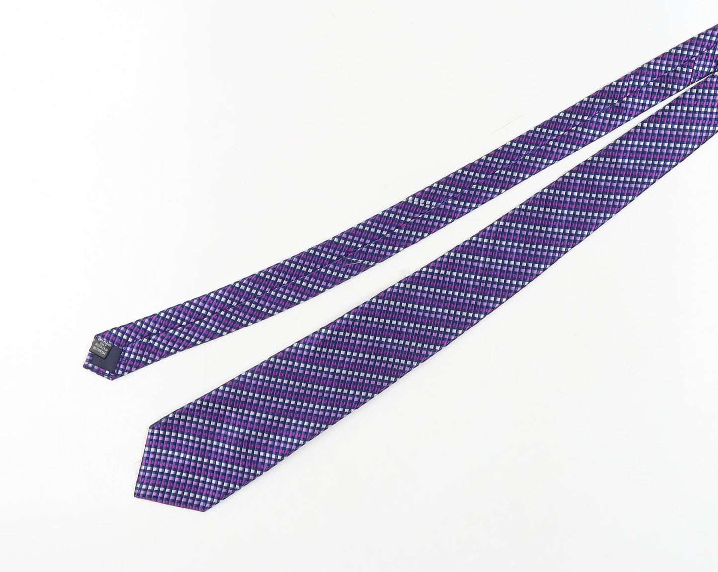 Mens DEHAVILLAND Purple Plaids & Checks 100% Silk  Tie