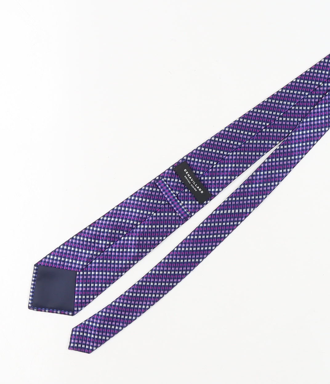 Mens DEHAVILLAND Purple Plaids & Checks 100% Silk  Tie