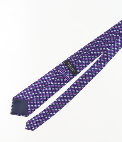 Mens DEHAVILLAND Purple Plaids & Checks 100% Silk  Tie