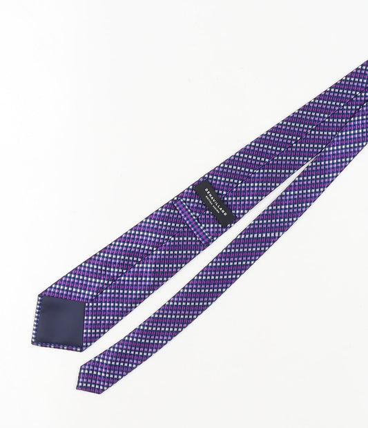 Mens DEHAVILLAND Purple Plaids & Checks 100% Silk  Tie