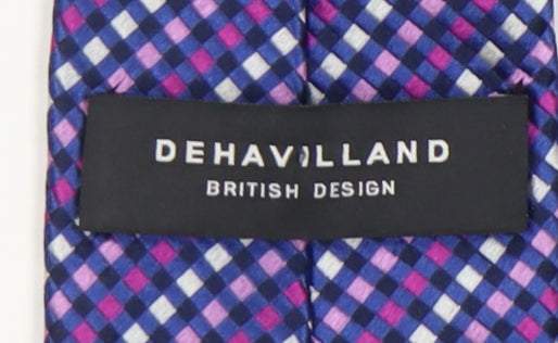 Mens DEHAVILLAND Purple Plaids & Checks 100% Silk  Tie