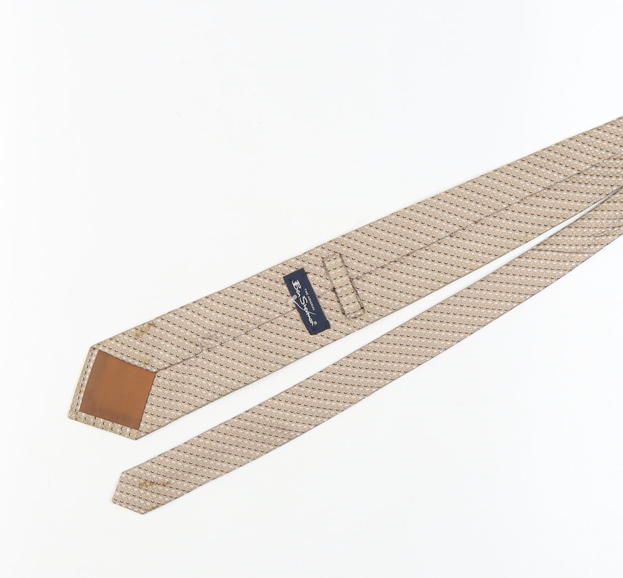 Mens Ben Sherman Beige Geometric 100% Silk  Tie