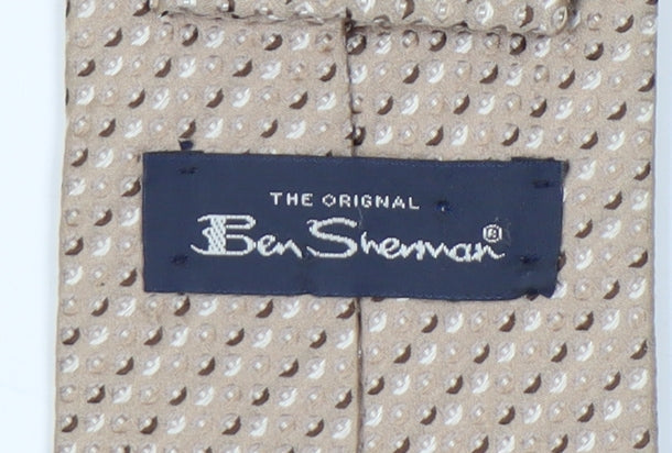 Mens Ben Sherman Beige Geometric 100% Silk  Tie