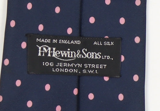 F T Lewin & Sons Mens Blue Silk Polka Dot Tie