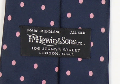 F T Lewin & Sons Mens Blue Silk Polka Dot Tie