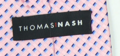 Thomas Nash Men's Pink Geometric Polyester Tie One Size