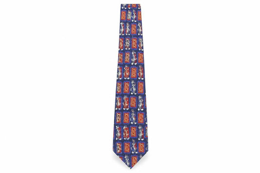 Front view of Warner Bros unisex blue looney tunes tie one size