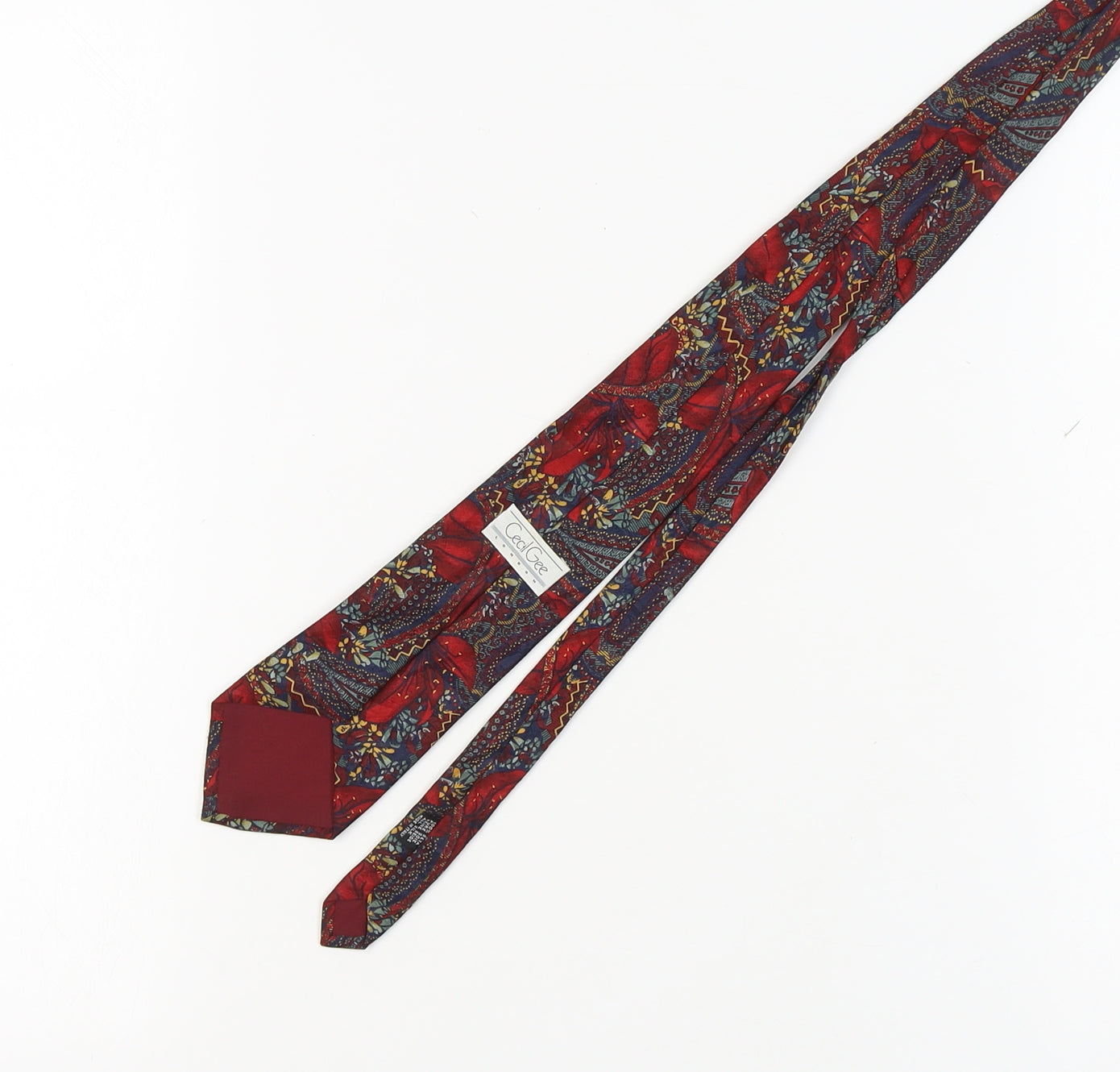 Mens Cecil Gee Red Floral 100% Silk  Tie