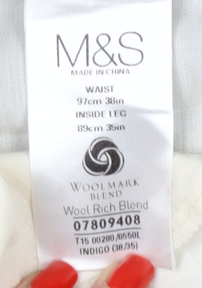 Marks and Spencer Men's Blue Dress Pants, Size 38