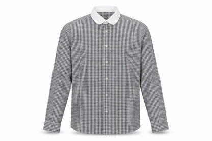 Next Men's Black Check Long Sleeve Shirt Size 17.5