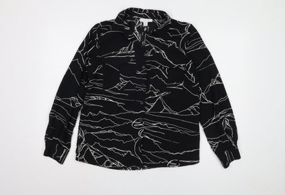 Womens UK Size 8 Topshop Black Basic Button-Up