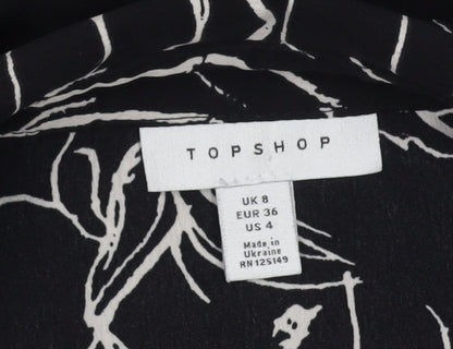 Womens UK Size 8 Topshop Black Basic Button-Up