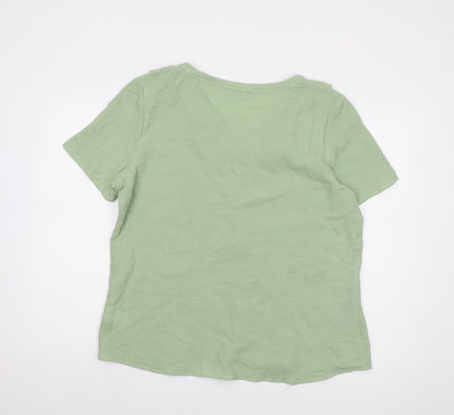 Damart Women’s Green Button-Up Ruffle Top Size 18