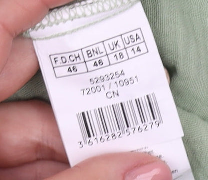 Damart Women’s Green Button-Up Ruffle Top Size 18