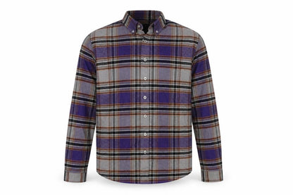 Outclass Men's Grey Plaid Long Sleeve Shirt M