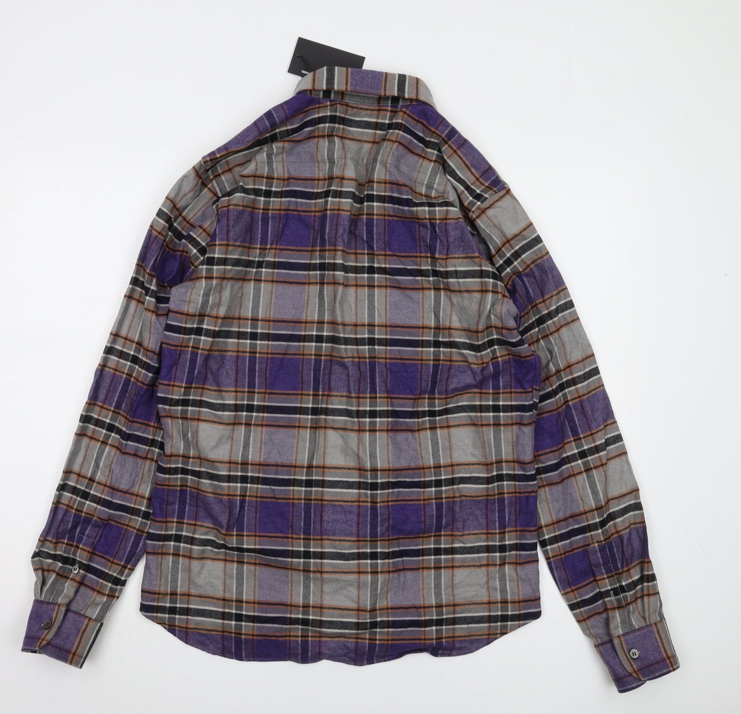 Outclass Men's Grey Plaid Long Sleeve Shirt M