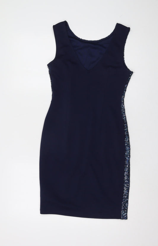 New Look Women’s Blue Sequin Sheath Dress, Size 10