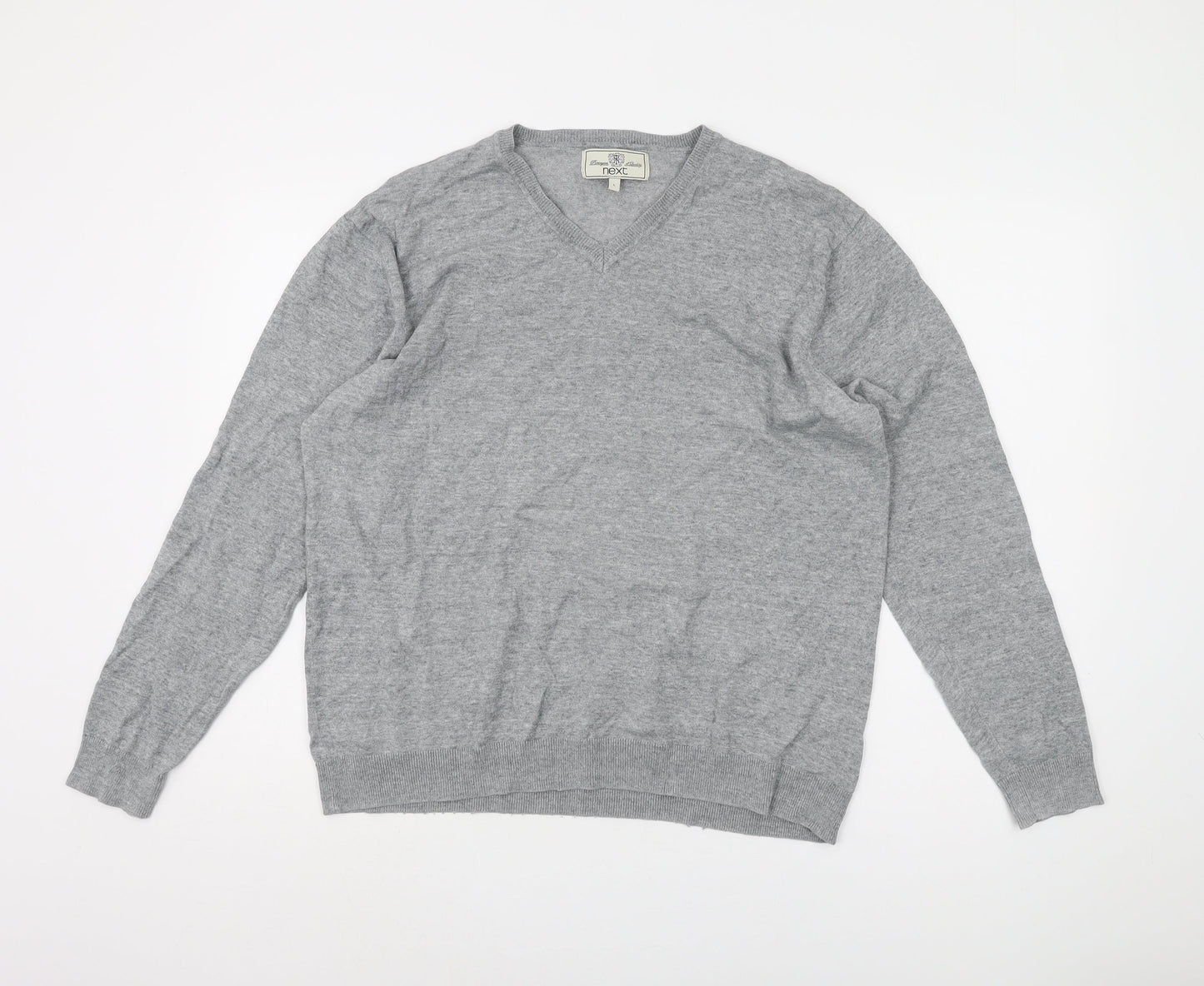 Next Men's Grey Pullover Jumper, L, V-Neck