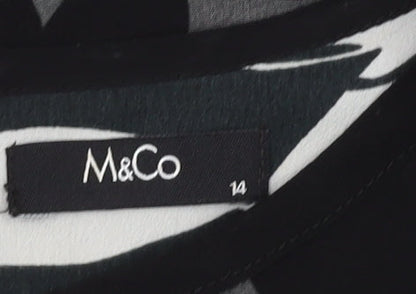 M&Co Women's Black Floral Sleeveless Tunic, Size 14