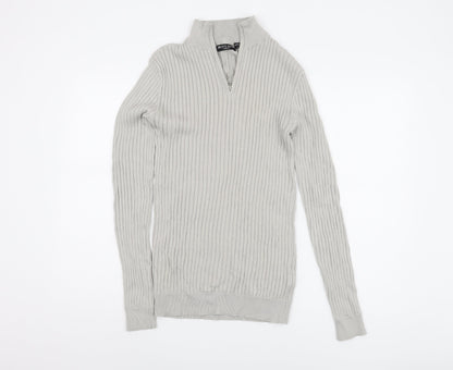 Brave Soul Men's Grey High Neck Jumper, Size S