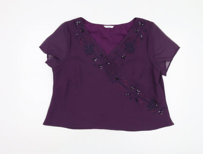 Womens UK Size 20 Berkertex Purple Basic Blouse