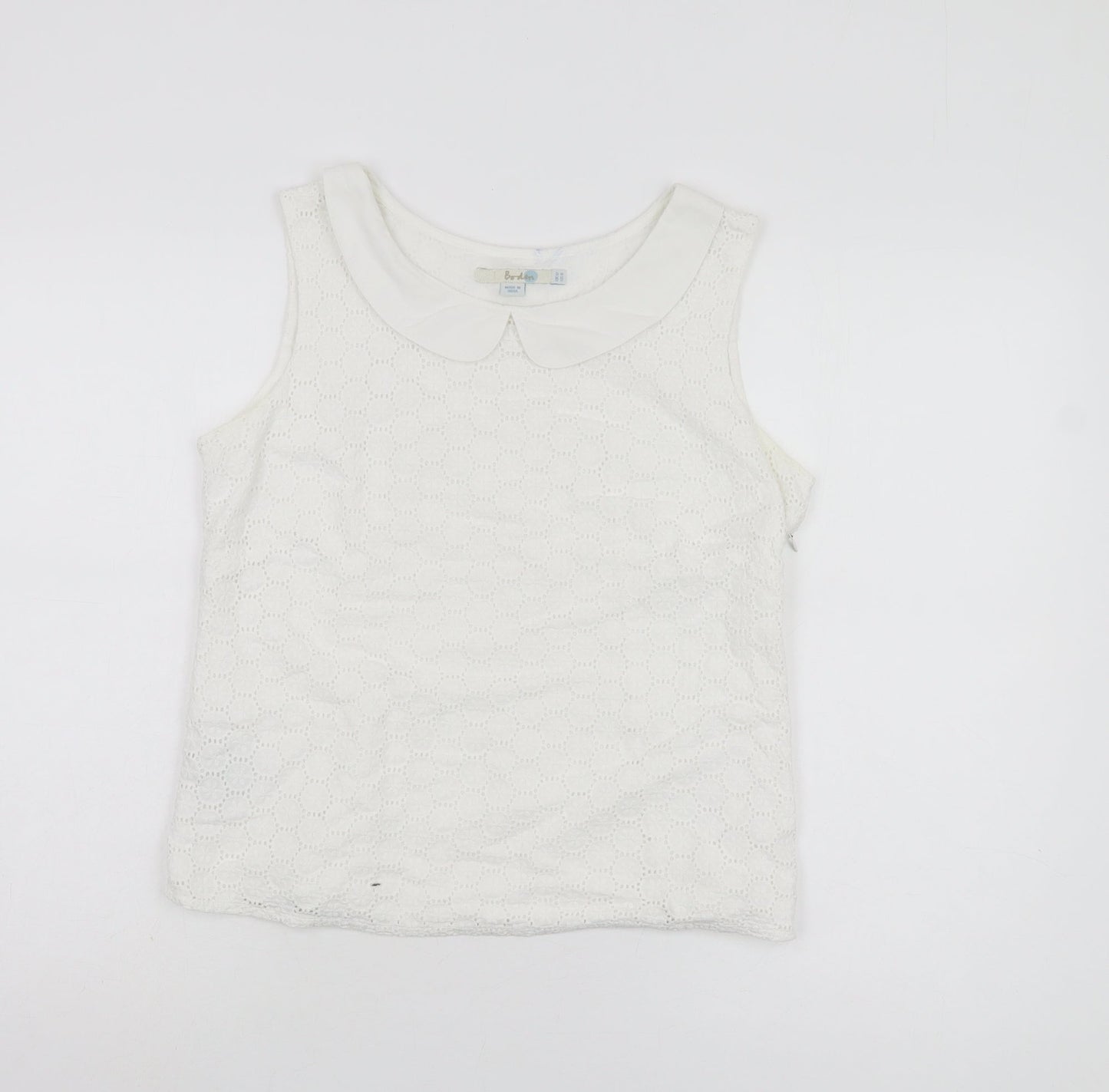 Boden Women’s White Collared Sleeveless Blouse Size 12