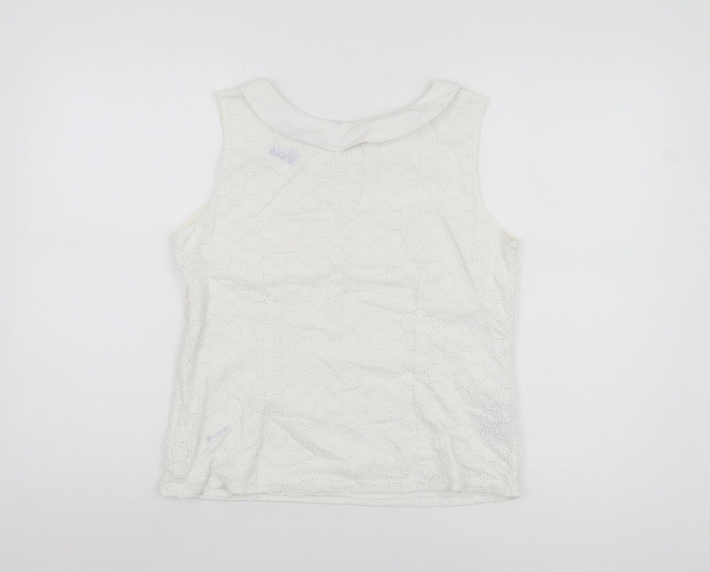 Boden Women’s White Collared Sleeveless Blouse Size 12