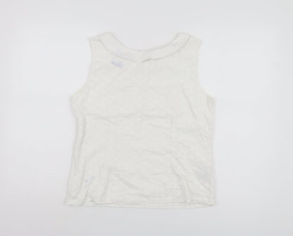 Boden Women’s White Collared Sleeveless Blouse Size 12