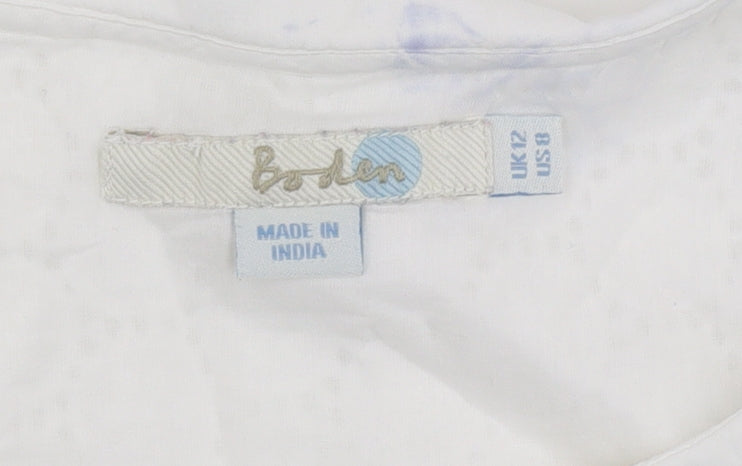 Boden Women’s White Collared Sleeveless Blouse Size 12
