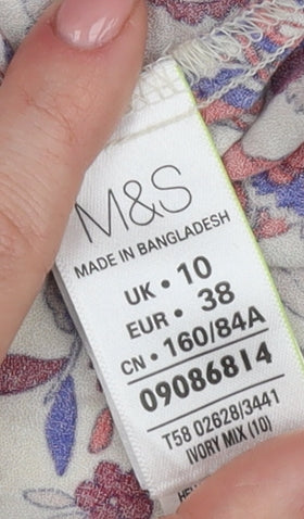 Womens UK Size 10 Marks and Spencer Multicoloured Basic Button-Up