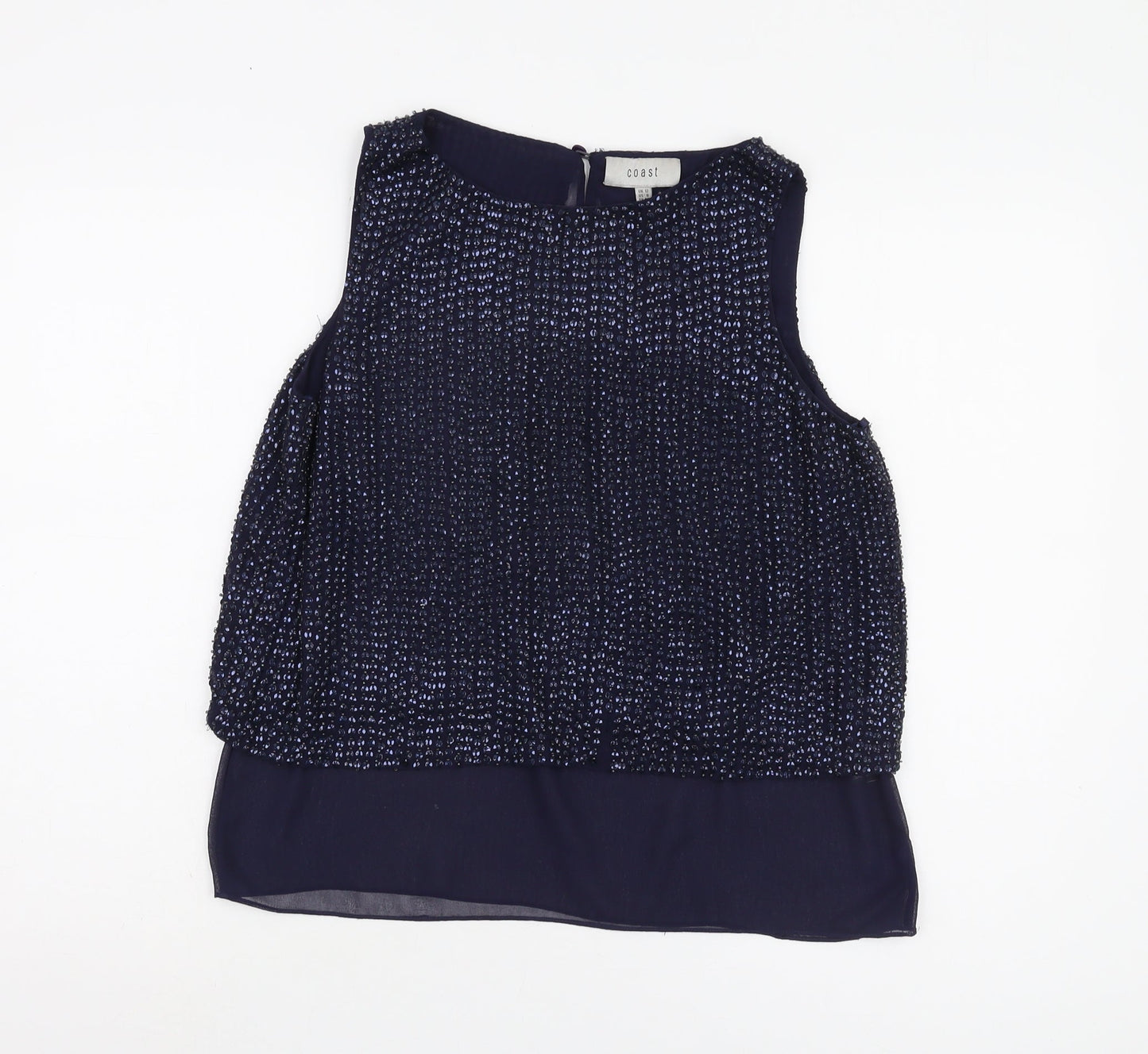 Coast Women's Blue Beaded Blouse Size 12