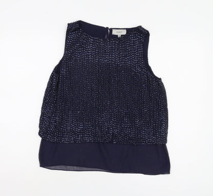 Coast Women's Blue Beaded Blouse Size 12