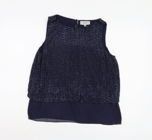 Coast Women's Blue Beaded Blouse Size 12