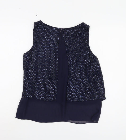 Coast Women's Blue Beaded Blouse Size 12